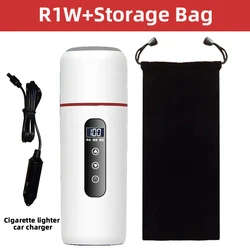 Universal Electric Heating Travel Mug with LCD Temperature Display and Dry Boil Protection, 304 Stainless Steel (White  With Bag - R1)