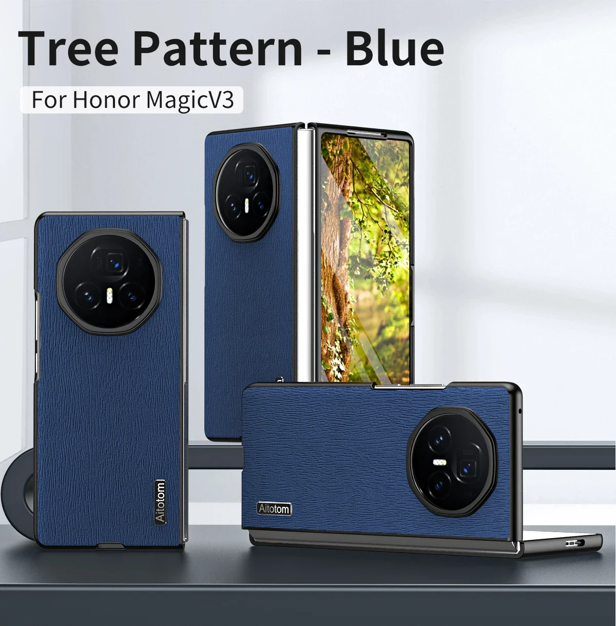 Luxury Tree Pattern Leather Case - Business Series Shockproof Phone Cover with Silicone Frame