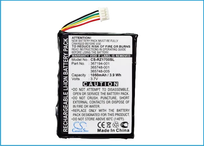 Batteria Cs 1050Mah Per Hp 365748-001 365748-005 367194-001 Ipaq Rz1700 Ipaq Rz1710 Ipaq Rz1715 Ipaq Rz1717