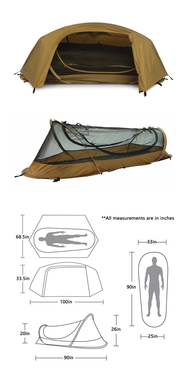Sonuto Outdoor Single Person Lightweight Tent Nylon Marching Bed Mosquito Net