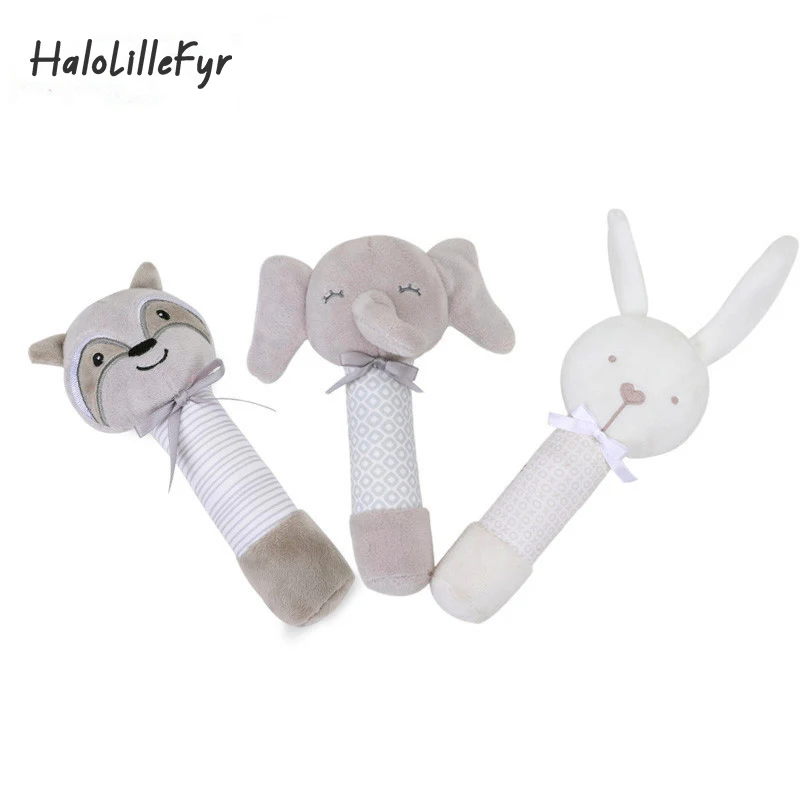 

Baby Plush Animals Rattles Toys With Squeaker Soft Stuffed Hand Bell Soothing Toy Infant Rattle Shaker for Newborns Sensory Toy