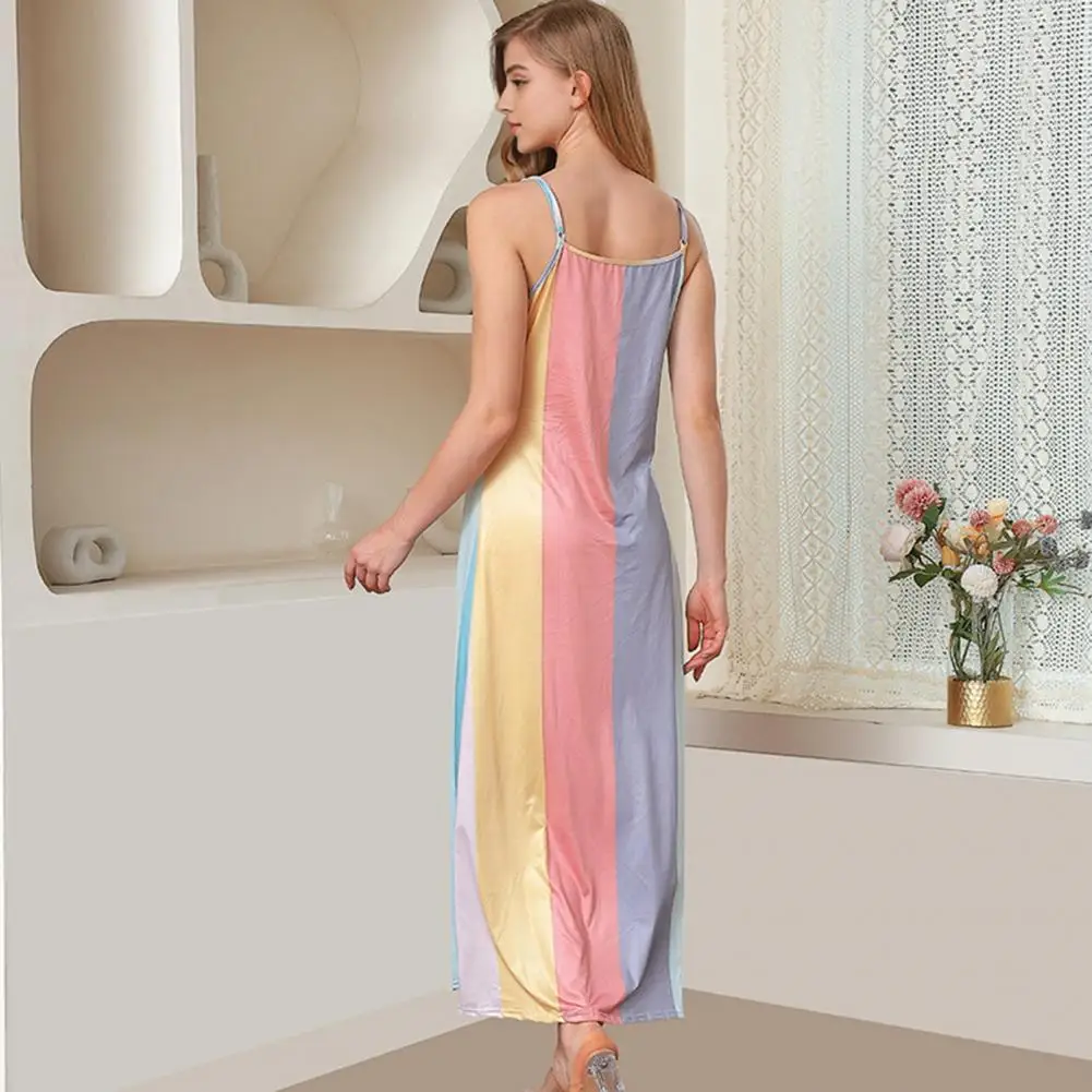 

Long Dress A-line Silhouette Dress Elegant V Neck Colorblock Maxi Dress for Women A-line Beach Homewear with Backless for A