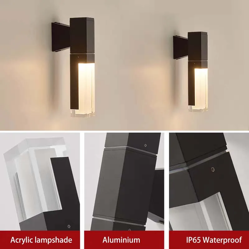 Outdoor IP65 waterproof lamp garden villa gate living room corridor acrylic waterproof wall lamp AC85-265V outdoor decoration