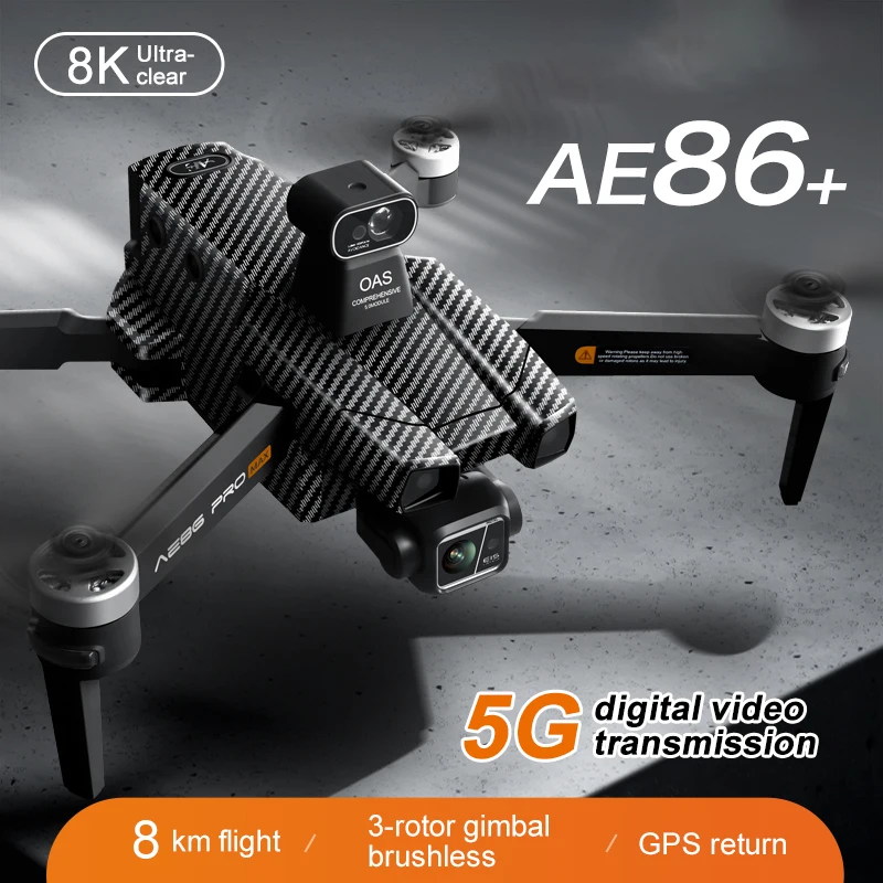 AE86 PRO MAX+FPV Drone 8K HD ESC Dual Camera Brushless Power GPS