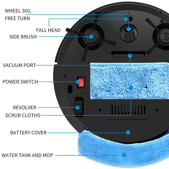 Wireless Smart Vacuum Cleaner App Control USB Rechargeable Automatic Intelligent Anti-drop 2800PA Suction Home Cleaning Sweeper 4