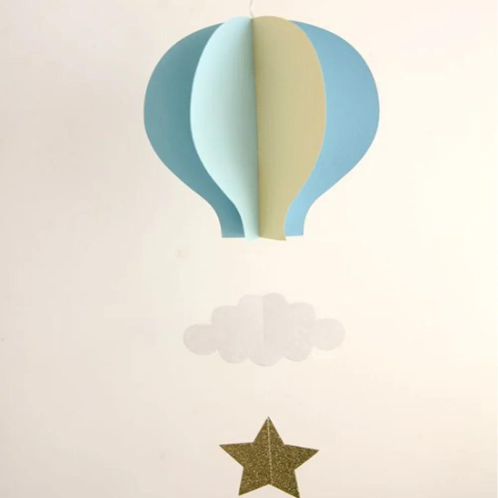 4pcs Hot Air Balloon 3D Paper Pendant Clouds Stars Wall Hanging Kids Bedroom Home Decor Wind Chimes Hanging Decorations 3