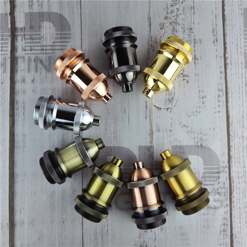 

Antique brass 50pcs/lot Factory Wholesale Price Vintage Retro Aluminum ceramic Socket Holder E26/E27 Lamps Base,CE/UL/110-240v