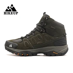 Men's High - Top Waterproof Suede Hiking Boots - Non - Slip Lace - Up Outdoor Winter Shoes - 45 (Green)