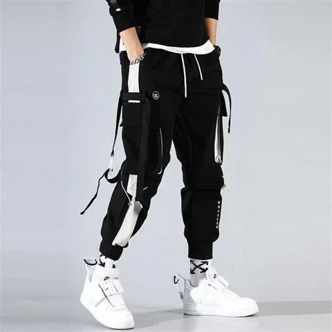 thumbnail image 1 of Pantalones cargo para hombre, pantalones de calle tipo lápiz, estilo harén, estilo hip hop, ajustados, de talla grande, estilo coreano, económicos, de estética regular, 1 of 5
