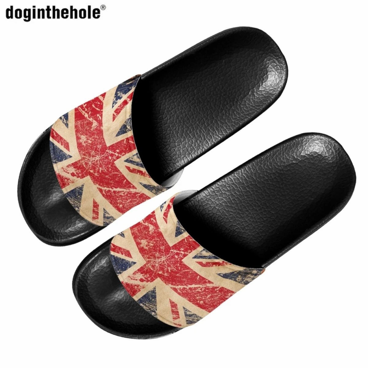 

Летние женские модные тапочки Doginthehole с британским флагом, трендовые уличные пляжные сандалии для пар, домашние Нескользящие тапочки из ЭВА
