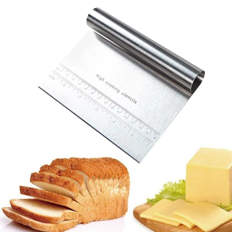 Dough Scraper Stainless Steel Pastry Chopper Baking Cake Cooking Spatulas DIY Baking Tools Multipurpose Bread Scale Separator
