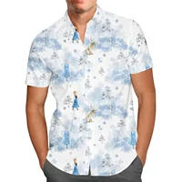 Disney Frozen Inspiration Men's Button Up Short Sleeve Fashion Disney Hawaiian Shirt Vintage Short Sleeve Shirt 1