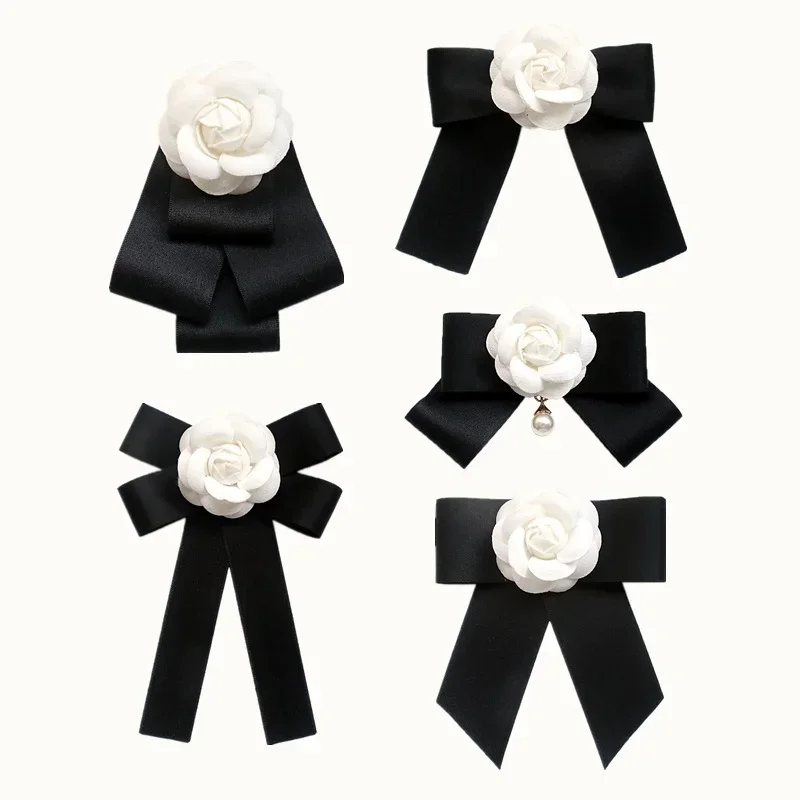 Retro Camellia Bow Brooch Korean Version College Style Women's Suit Shirt Skirt Collar Pin Brooch Accessories bow brooch