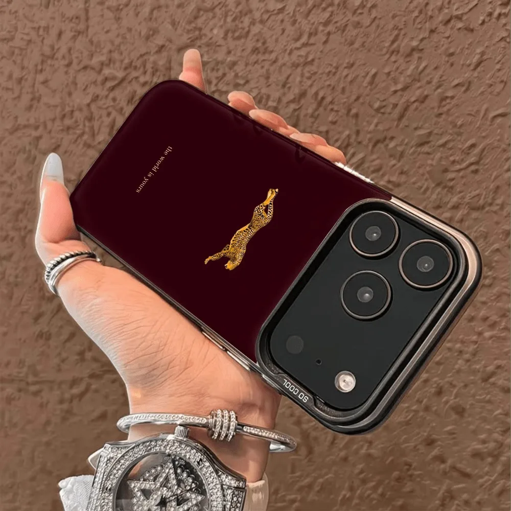 Chic Leopard Print Wine Red Patterned Phone Case
