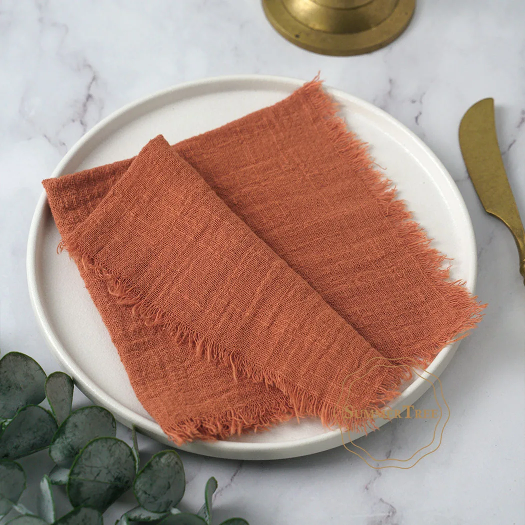 24pcs 32x32cm Vintage Cotton Gauze Napkins Soft Cheesecloth for Wedding Reception, Bridal Shower, Dining Table Linens Decoration