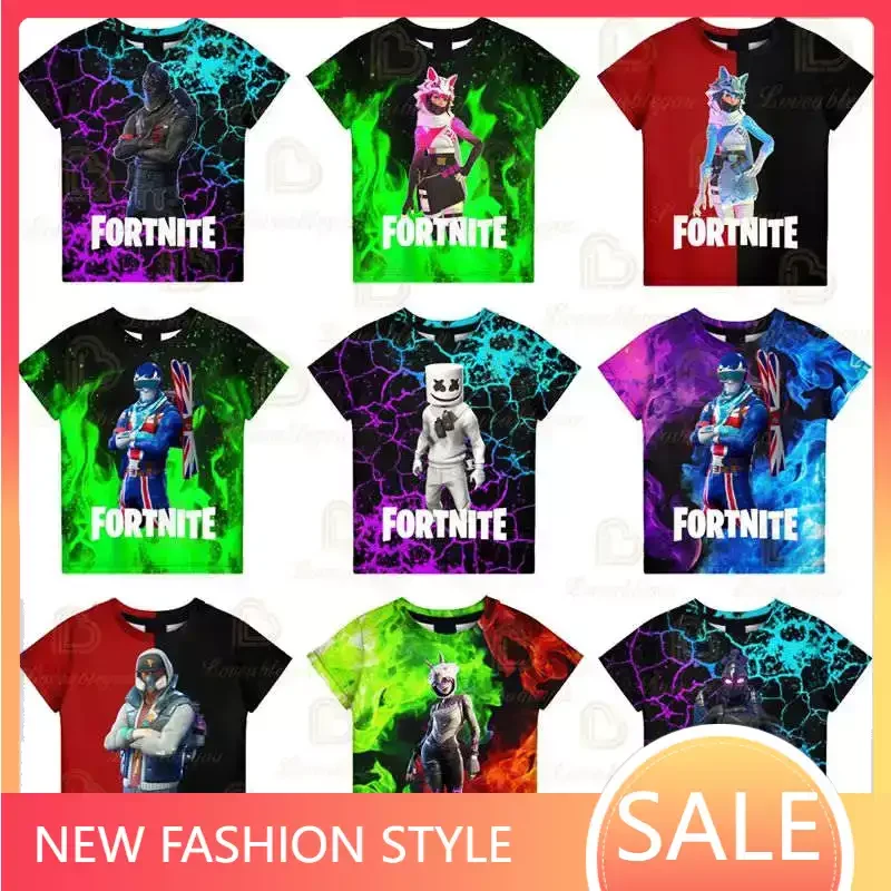 Moda Uomo Donna Cartoon Top Ragazzi Fortnite Victory Shooter Bambini T-Shirt Hero Battle Royale 3D Tees Top Ragazzi Ragazze Vestiti