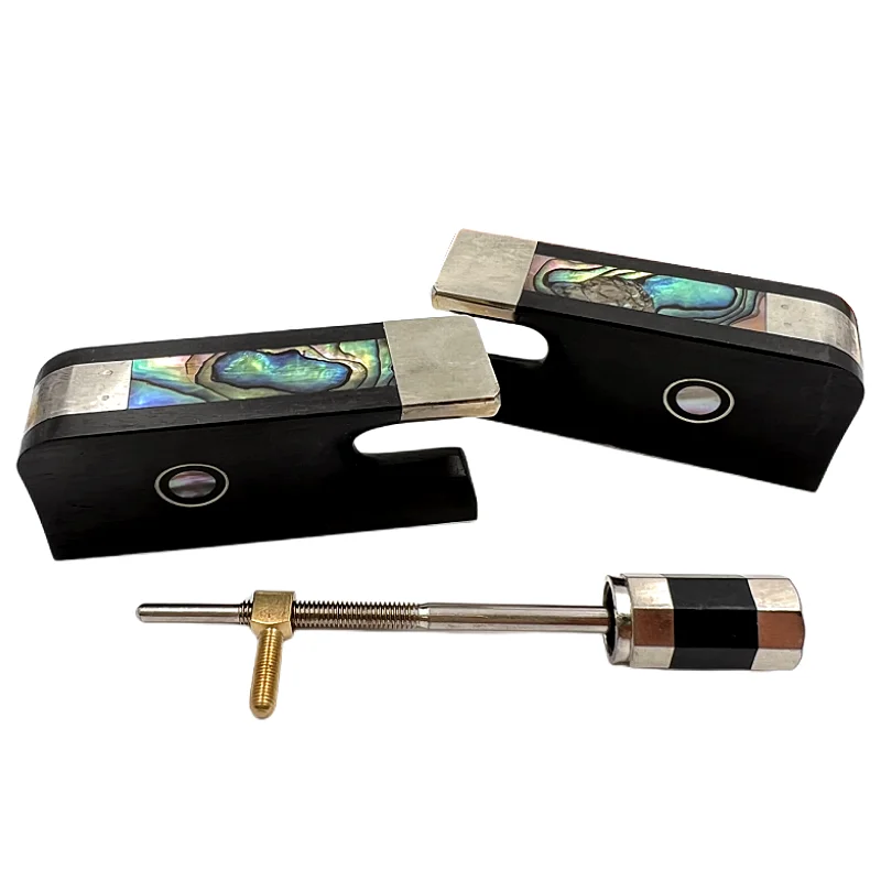 German Style 3/4-4/4 Upright Double Bass Bow Snakewood Ebony Frog copper mounted Screw Button Colored Abalone shell part 1pcs