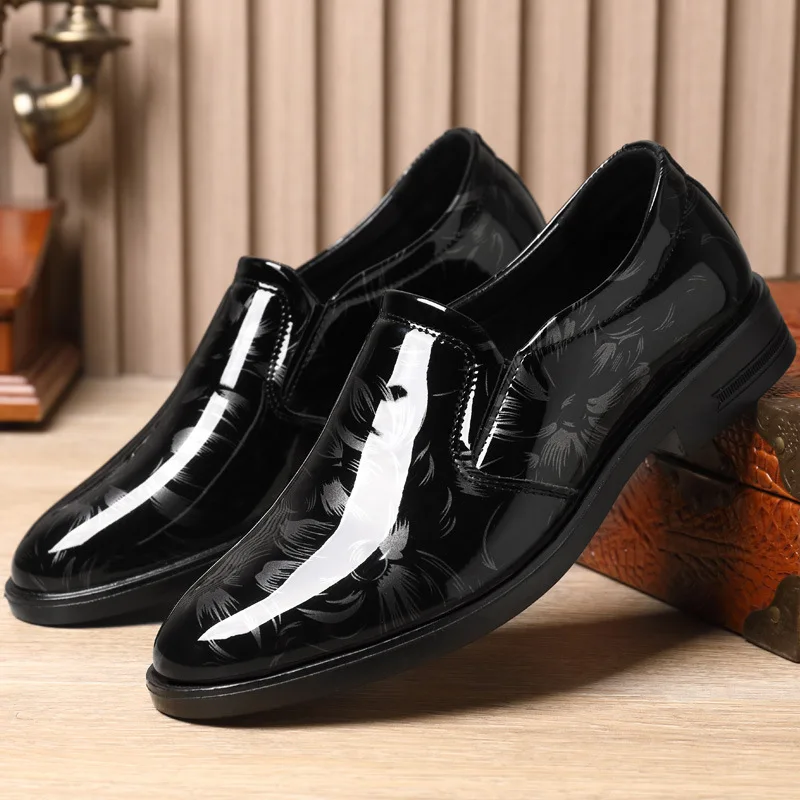 202 New Leather Shoes for Men Floral Pattern Men's Formal Shoes Luxury Business Oxford Male Office Wedding Flats Mocassin Homme 5