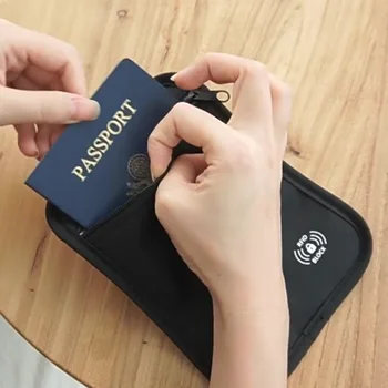 Portafoglio da Viaggio con Blocco RFID, Gancio di Sicurezza, Cerniera, Porta Carte, Portachiavi, Borsa Impermeabile