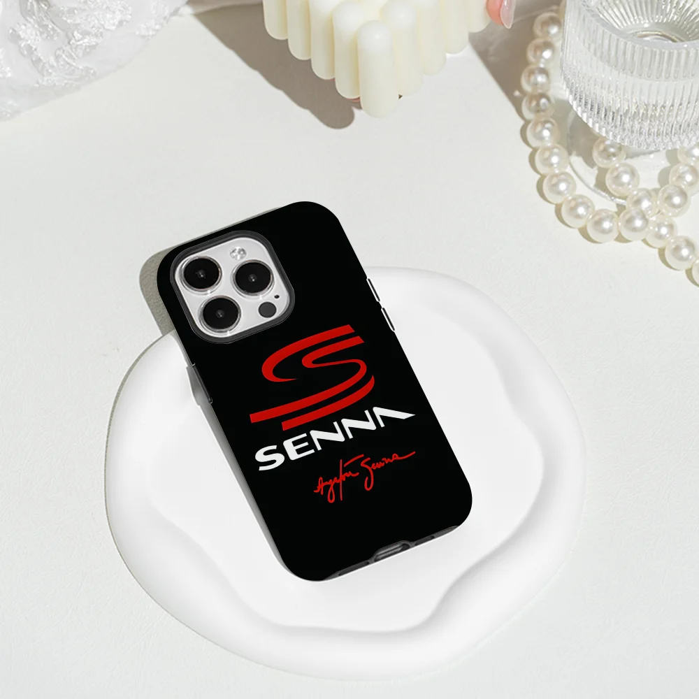 Ayrton Senna F1 coque de téléphone pour iPhone 16 16e 15 14 13 12 Mini 11 Pro XS Max XR X SE 2022 8 7 Plus cadre en verre souple en Silicone  202192403