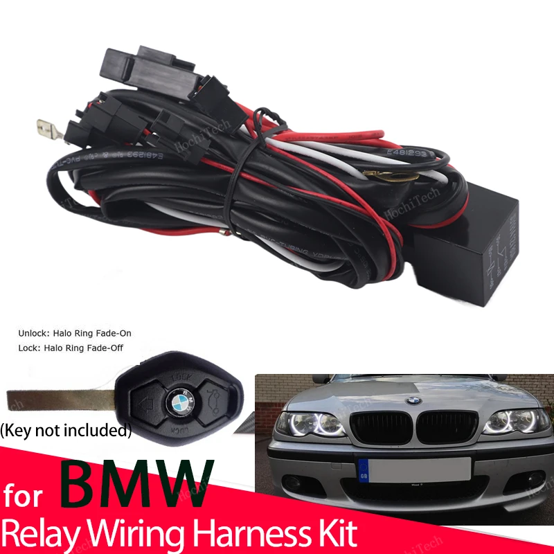 Faisceau De Câblage Avec Relais Pour Anneaux Angel Eyes - Fonction Fade On/off, Compatible BMW E46 Et Phares Additionnels