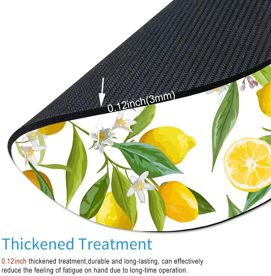 Watercolor Lemon Painting Art Round Mouse Pad Lemon Fruits with Flowers and Leaves Pattern Circular Mouse Pads