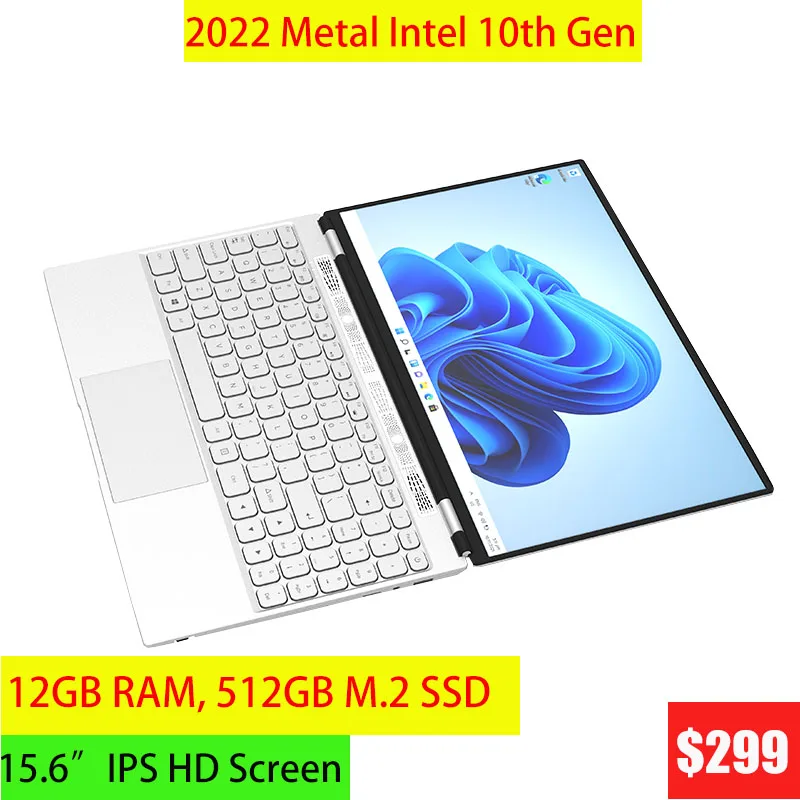 

Molosuper 2022 15.6 inch Intel 10th Gen Quad Core Student Laptop 12GB Ram 512GB 256GB 128GB SSD Windows 10 Metal Thin Notebook