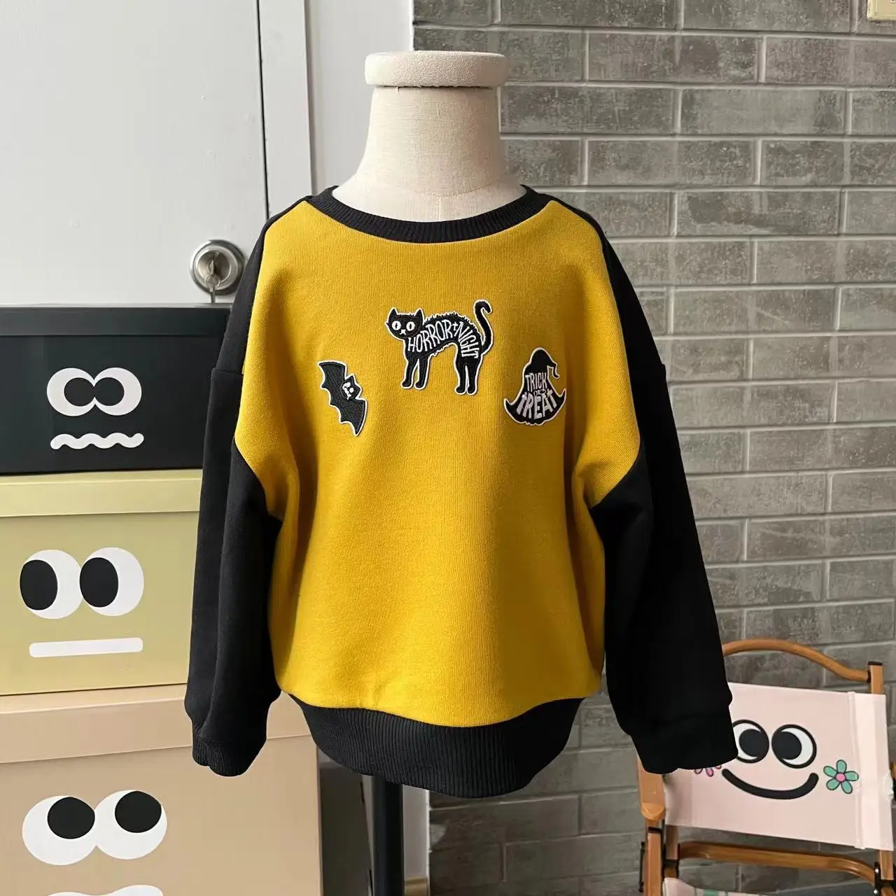 

Joyccin Children's Sweatshirt Halloween Costume Sweatshirt Female Bat Witch Hat Print Boys Girls Sweatshirt