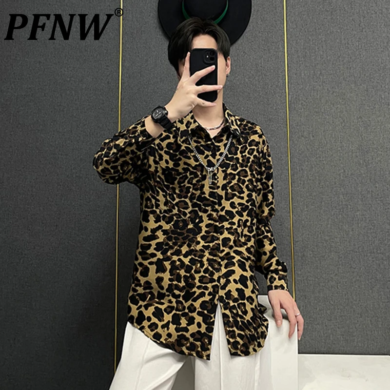 

PFNW Spring Summer New Men's Trend Leopard Print Shirts Leisure Handsome Outdoor Colors Contracted Vintage Korean Coat 28A2175