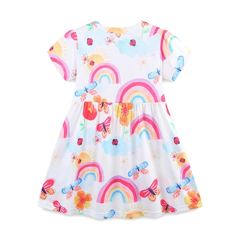 2025 Summer New Children's Clothing Kids Clothes Baby Girls Cartoon Rainbow Butterfly Dresses 2-7 Years