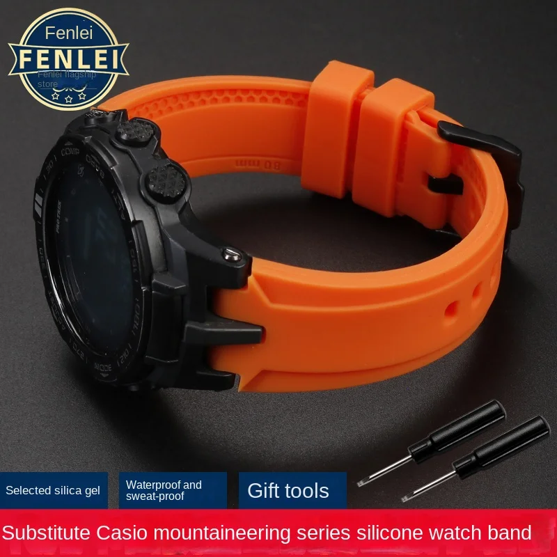 Pulseira de Relógio de Montanhismo de Borracha para Homens Pulseira de Silicone Pulseira de Borracha Casio Protrek Prw3000 3100 6000 6100y - Image 4