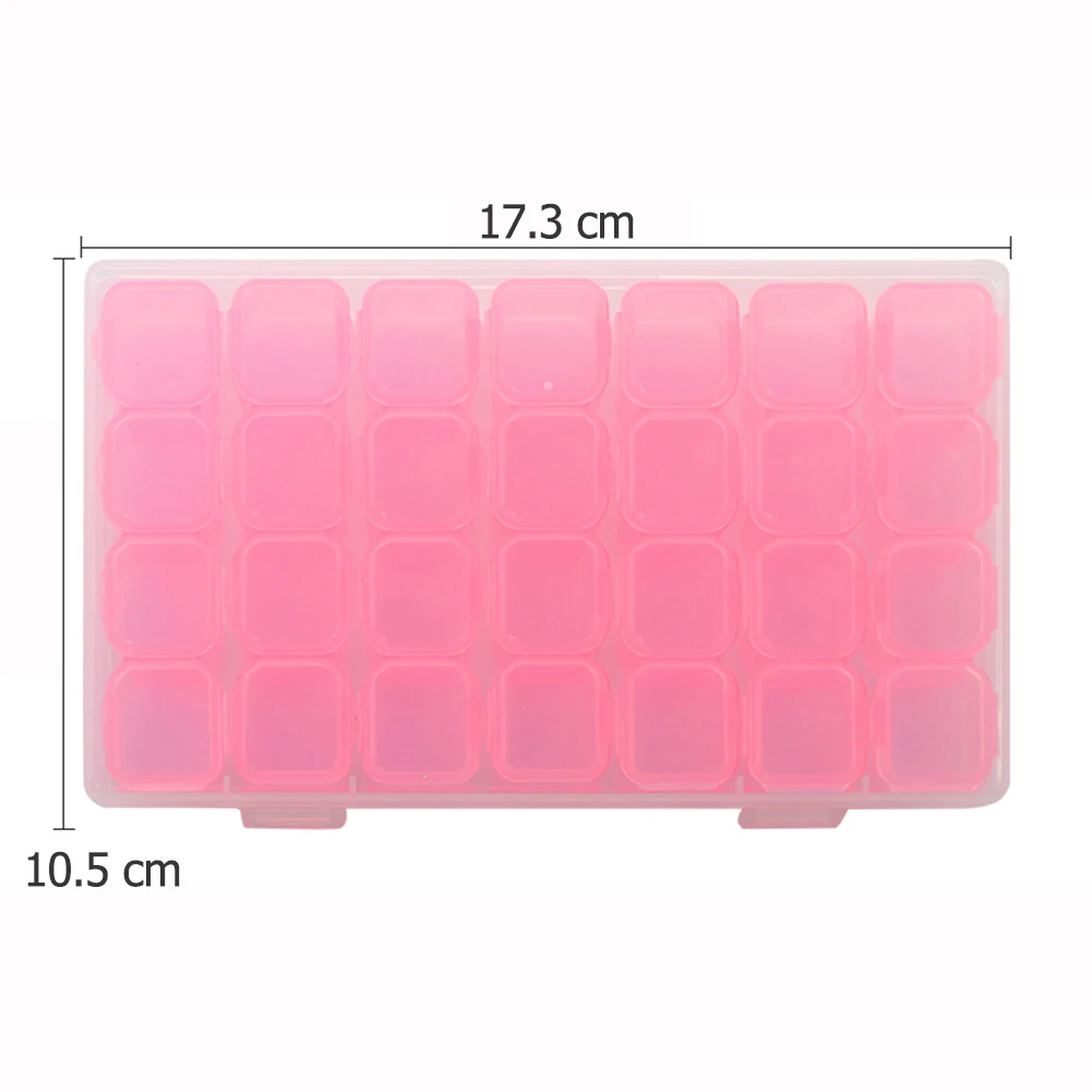 Plastic 28 Grids Storage Box Nail Rhinestones Light Simplicity Practical Compact Jewelry Organizer Manicure Tools