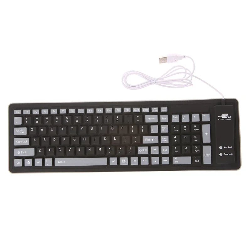 접이식 실리콘 키보드 USB 유선 103 키 방수 롤업 자동 타이핑 소프트 PC 노트북 용 터치 키보드 용