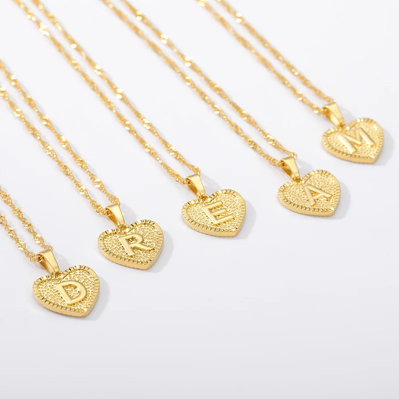 

3UMeter Initial Heart Pendant Necklace For Women 26 Letters Necklace Girls Gift