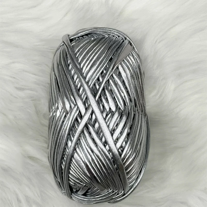 Soft Colorful Metallic Cloth Yarn Golden Silver Polyester Cloth Crochet Woven Yarn DIY Hook Knit Thread Material 100g X5569 3