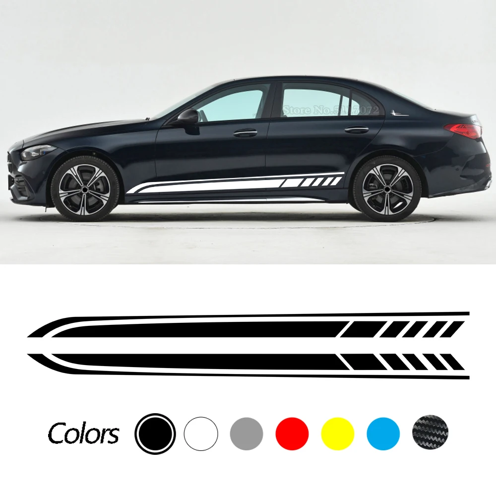 

Автомобильные наклейки с боковыми полосками, наклейки на юбку для Mercedes Benz C Class W205 C63 C180 C200 C300 C350 C43 Coupe W204 W203, аксессуары
