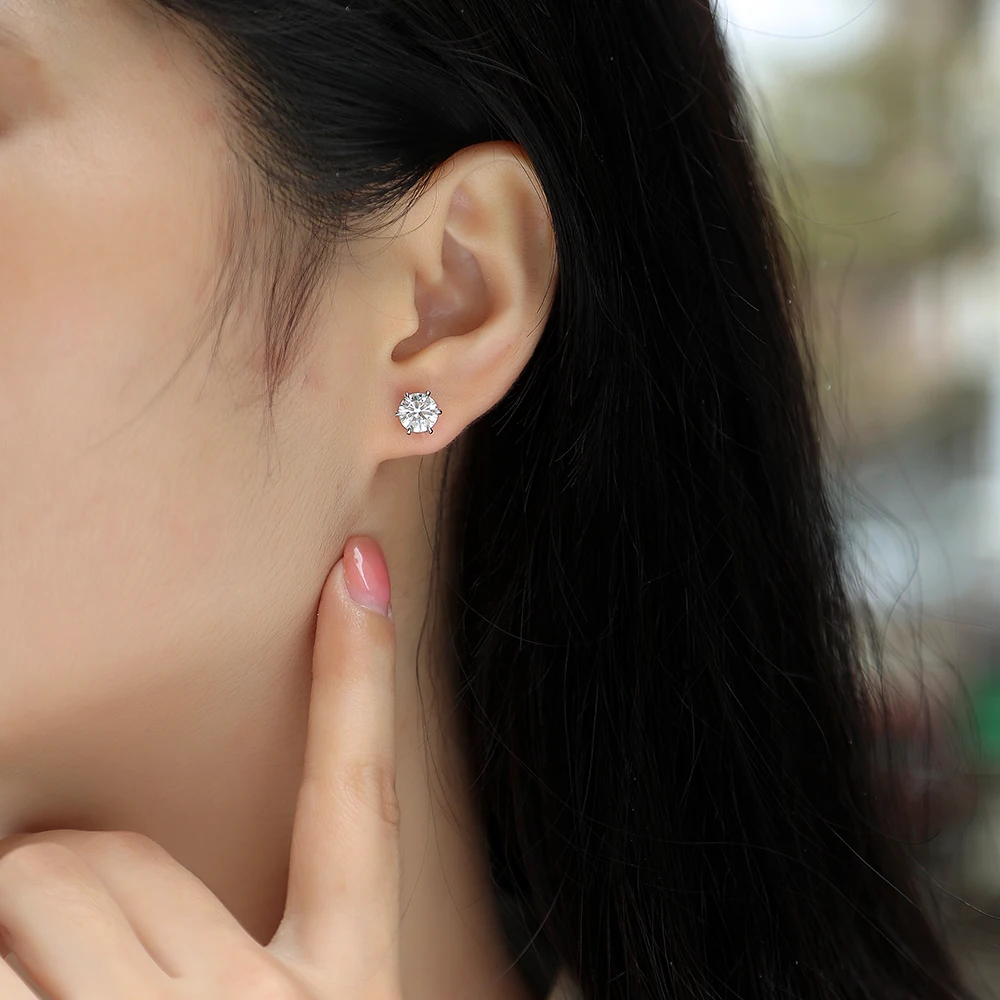 JIUZUAN Moissanite Stud Earrings image 2