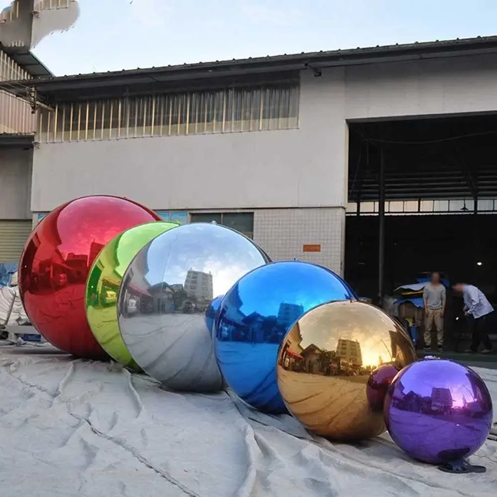 Gold Silver Hanging Inflatable Mirror Balls Chrome Pvc Mirror Spheres For Events Fairs Clubs Show Rooms 6