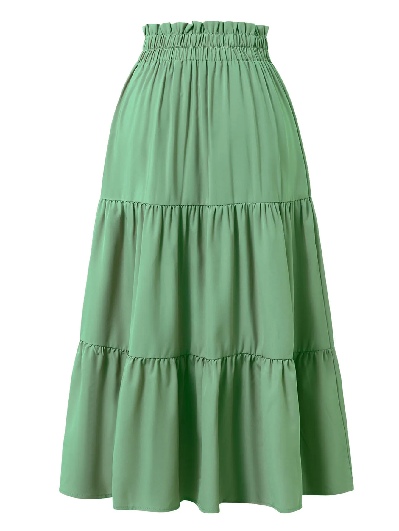 Women's Summer Solid Color Bohemian A-line Midi Skirts 2025 New Female Vacation Casual Loose Faldas