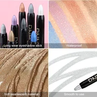 Bâton de crayon de fard à paupières noir foncé fumé, imperméable, nacré, mat, paillettes métalliques, surligneur, outil de maquillage 5
