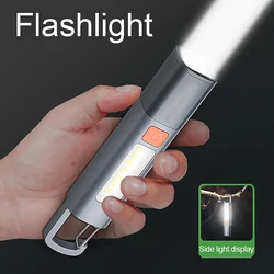 LED Flashlight 300 Lumens Waterproof Built-in 800mAh Rechargeable Battery Portable Torch Light Adjustable Zoom Work Light