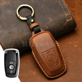 Custodia per chiave auto in pelle per Ford Fusion Edge Mustang Explorer F150 F250 F350 custodia protettiva Ecosport Shell Fob Keyless - Custodia per chiave auto in pelle per Ford Fusion Edge Mustang Explorer F150 F250 F350