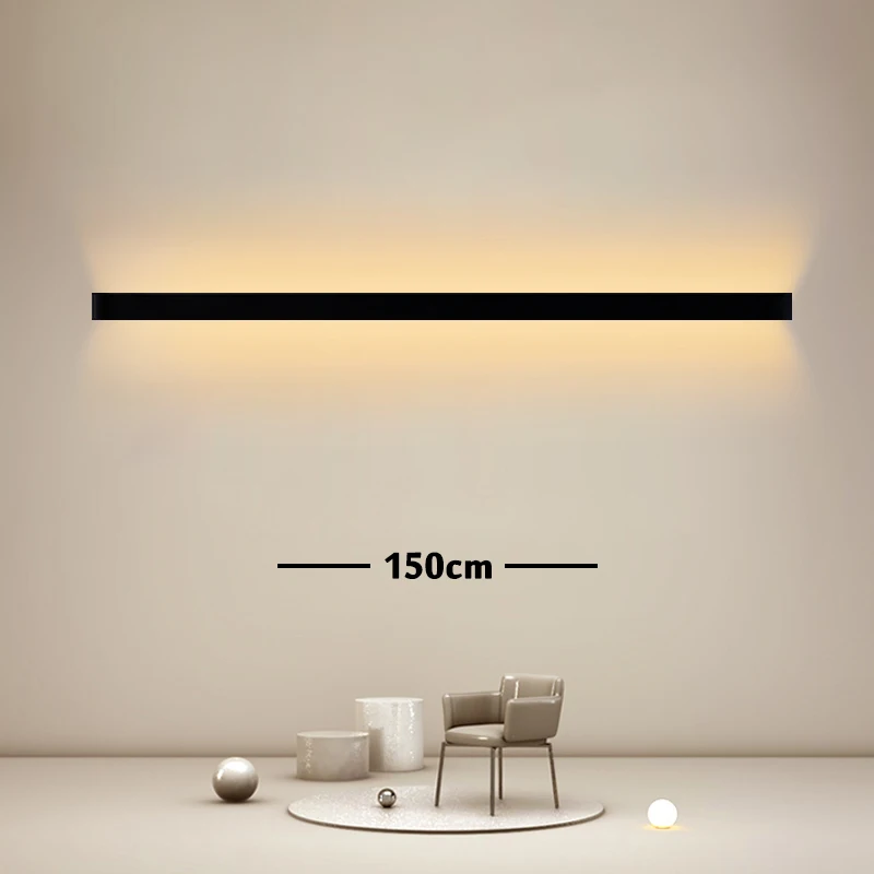 

Modern 150CM Black Long Strip LED Wall Lamp Dining room Living Room Decoration Indoor Wall Lights Staircase Corner Wall Lamp