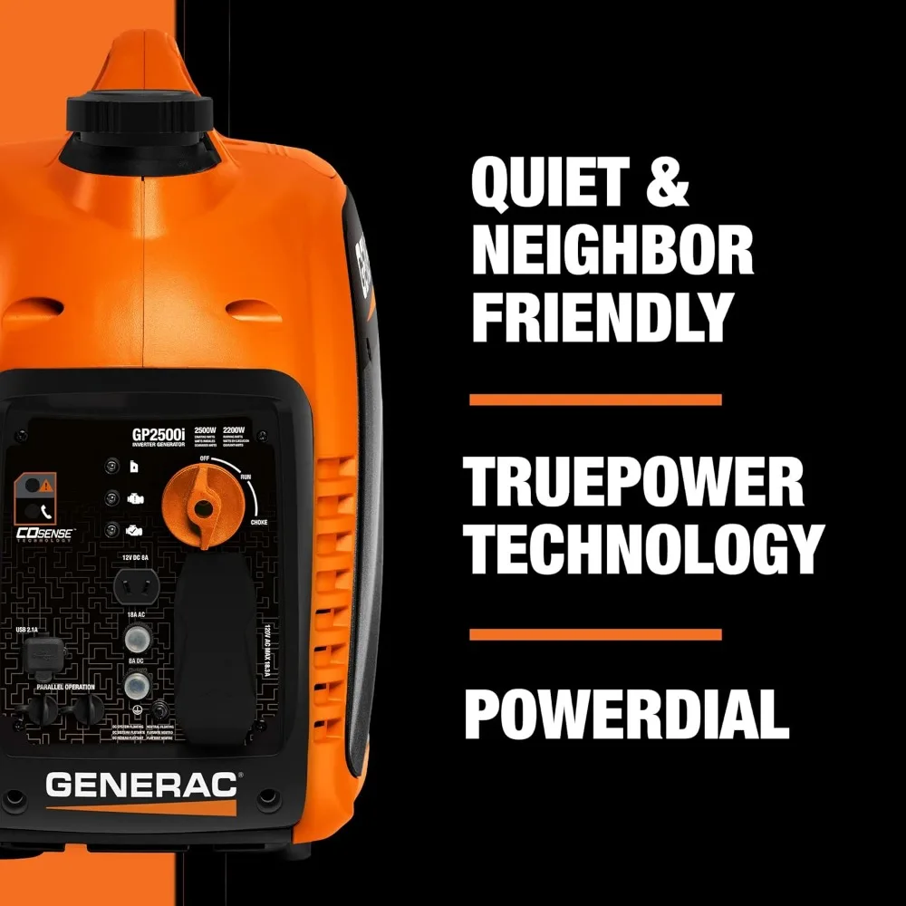 8251 GP2500i 2,500-Watt Gas Powered Portable Inverter Generator-Compact and Lightweight Design-Produces Clean