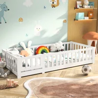 Lit d'enfant RosahqndaKids, lit en bois massif Montessori au sol avec protection contre les chutes - Lit sécurisé pour tout-petits - Design scandinave 5