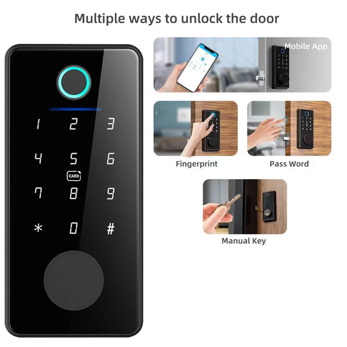 U-VBN-Tuya App Remote Control Smart Door Lock Deadbolt with Keys Fingerprint Lock Electronics Digital House Electronic