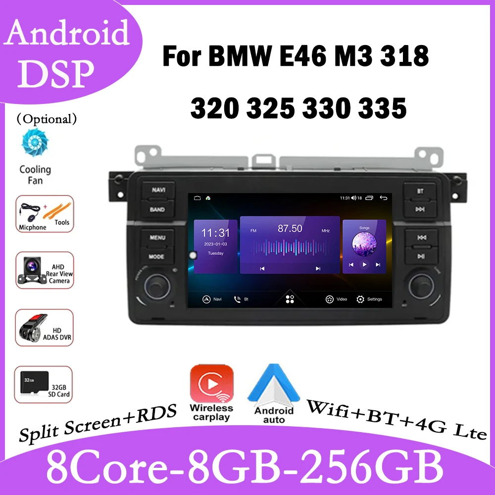 7 Lnch Android 13 Per Bmw E46 M3 318 320 325 330 335 Autoradio Lettore Video Multimediale Navigazione Stereo Gps Auto