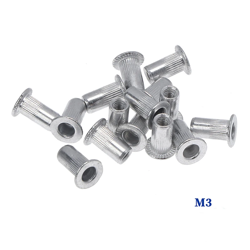 50/20pcs M3 M4 M5 M6 M8 M10 Aluminum Alloy Rivet Nuts Flat Head Threaded Insert Rivet Nuts Set Nutsert Cap Nut Rivnut