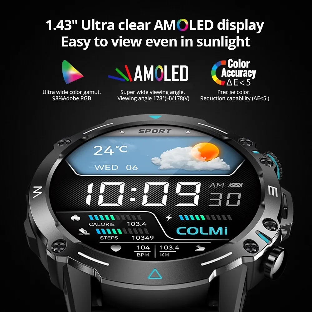 COLMI M42 Smartwatch 1.43'' AMOLED Display 100 Sports Modes Voice Calling Smart Watch Men Women Military Grade Toughness Watch - Image 3
