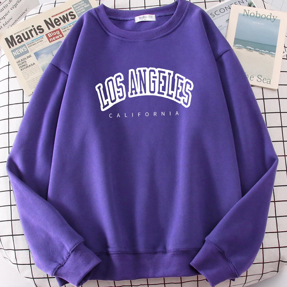 Sudadera con capucha con estampado de Los Angeles para mujer, jersey de gran tamaño, sudadera vintage, chándal informal de lana, blanco, California